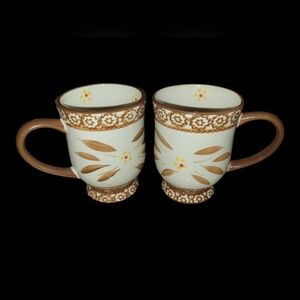 TEMP-TATIONS/ Tempations Old World Brown Footed Mug 10 oz Barrel (Set of 2)